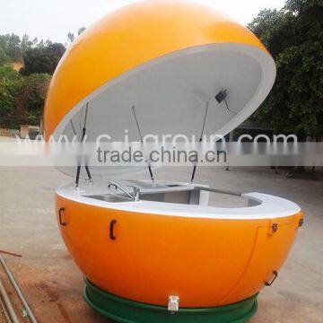 Outdoor Fibreglass Orange shape portable Kiosk Food Kiosk China manufacturer