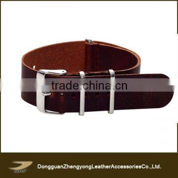 Vintage and distressed cowhide leather nato strap with 3 rings ,watch accessories from wholesale china manufacture