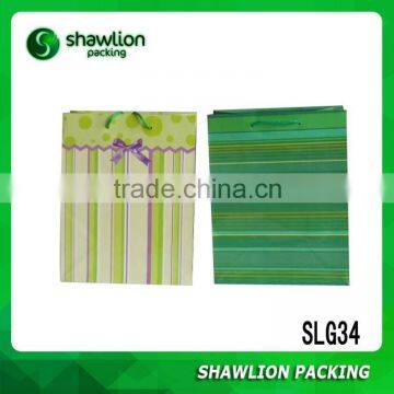 Stripe paper bag brand shopping paper bag with handles