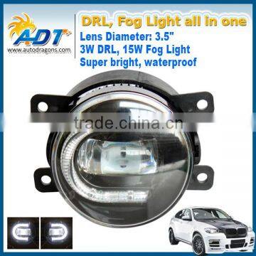2PC 3.5" DUAL 15W FOG/DRL BEAMS WHITE LED LIGHT ASSEMBLIES E13