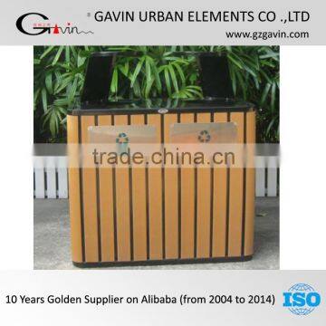 2 compartments wood recycle bin recycling waste bin outdoor bin recycling