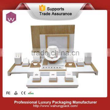 White & Beige Wooden Ring Holder Necklace Jewelry Display Set Wholesale