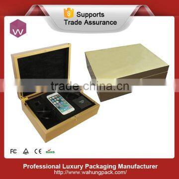 Luxurious Golden Wood Iphone Case Display/ Crafts Handmade MDF Box For Phone