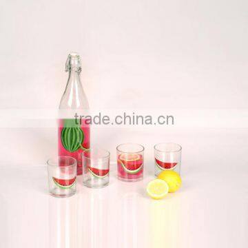 5pcs Decorative Outside Drinking Glass Bottle and Cups