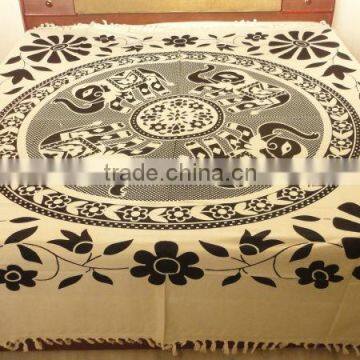 RTT - 9 Printed Bed Sheet Om Printed Bedcover Table Runner Tapestry Handmade bedspread wall hanging Jaipur manufacturer