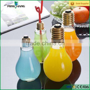 200ml Lamp Bulb Shape Glass Beverage Bottle With Straw photo-5