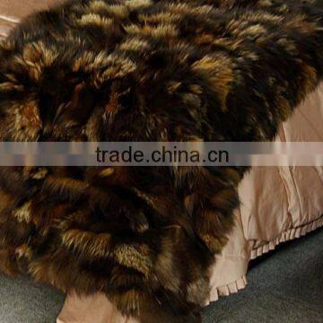 Home Luxury Carpet Lively Raccoon Fur Blanket Custom Real Animal Skin Fur Sheet