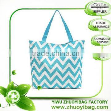 Stylish Blue Chevron Pattern Practical Shopping Tote Bag in Cotton