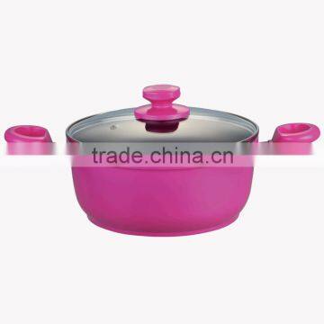 Forged aluminium ceramic coated casserole/stock pot with lid