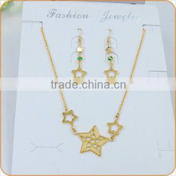 2015 Fashion 18k gold plated jewelry set,earrings,necklace,star shape jewelry