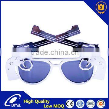 Super Cool Silver Handgun Popular design Party Glasses, High Quality Whole Funny Crazy Glasses