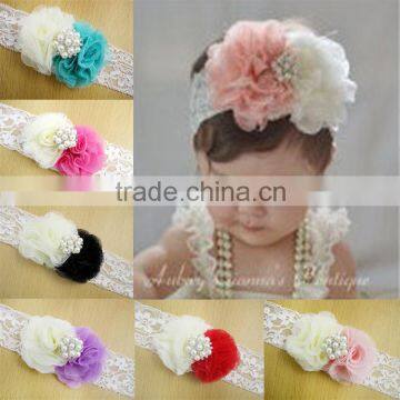 C64-1 Kids Baby Girls Toddlers Infant Flower Headband chiffon net hair band