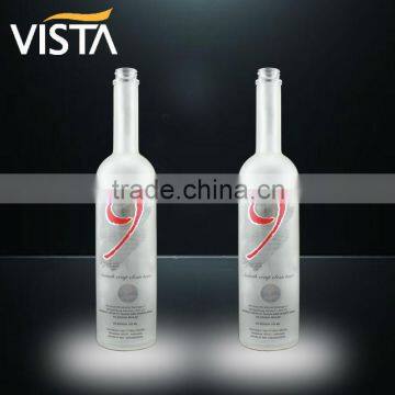 Frosted and decal vodka glass bottle with cap