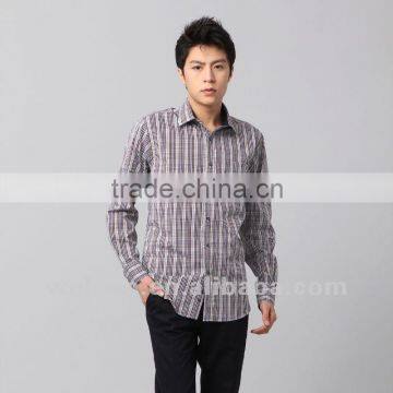 Latest OEM & ODM in Chinese factory 100% cotton long sleeve classic business Italy style plaid Men's fitted dress shirts