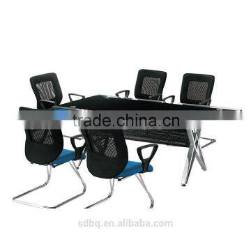 PT-C002 office table with glass top round metal frame office conference table