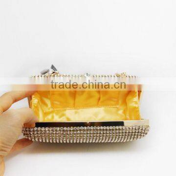 Ladies 4mm rhinestone Encrusted clutch bag in gold