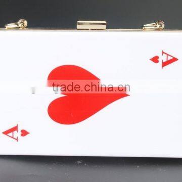 Ace hearts acrylic unique clutch evening party bag China wholesale clutch bag