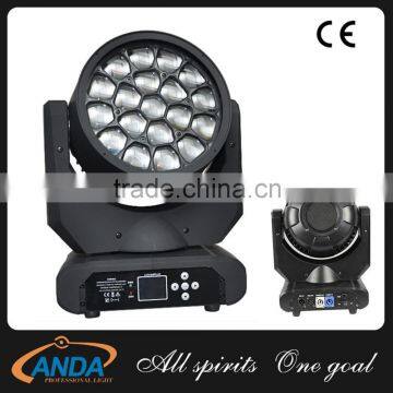 Newest hot selling big bee beam moving head 19*15w rgbw 4 in 1 led stage light moving head stage light