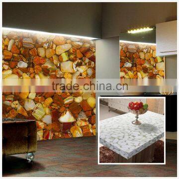 Surface finish polished artificial Pebble Stone Sheet, bathroom wall panel