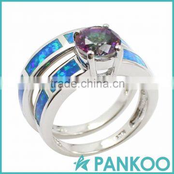 Pankoo Precious Stone Series Opal Sterling Silver for Engagement Unisex Ring