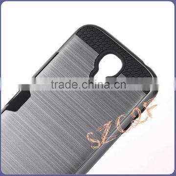 Hot Selling TPU+PC Wire Drawing Phone Case with card slot for Samsung S4,S5 Mobile Phone Case