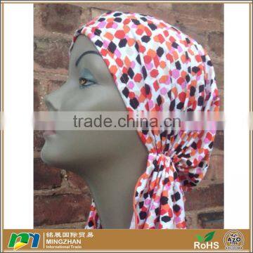 Colorful Blocks Pre tied Elasticized infinity hood scarf head wrap