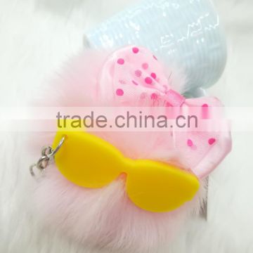 Maker design cute rabbit fur keychain for gift