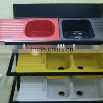UPC Approved Undermount Sink , Acrylic Solid Surface Double Bowl Sinks With Drainboard Kitchen Sinks photo-1