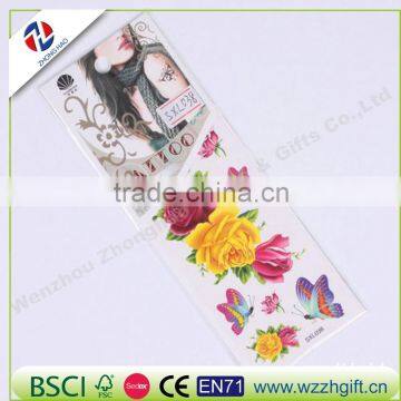 Water transfer body flower temporary tattoo sticker