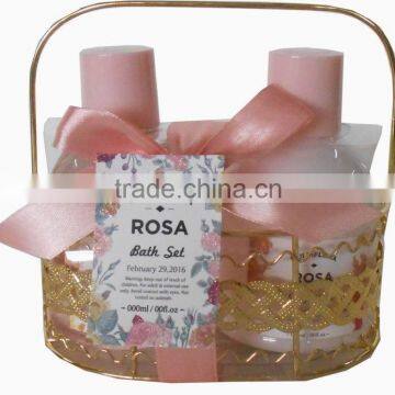 bath spa gift set with golden wire caddy