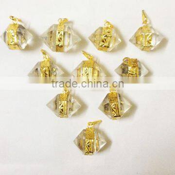 Crystal Quartz Herkimer Golden Pendants | crystal healing jewelry Wholesale