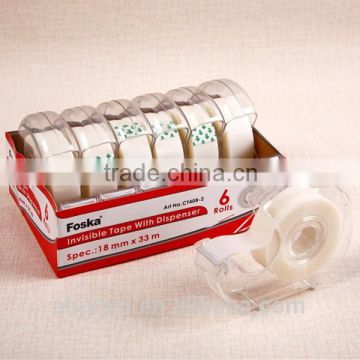 1" Plastic Invisible Stationery Adhesive Tape with Dispenser.