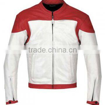 Leather Fashion Jacket Red White Golden Design