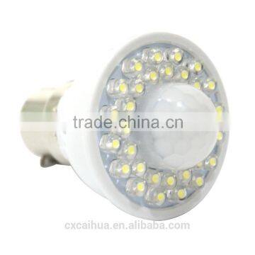 CE&Rohs 1W 2W GU10/B22/E27 indoor led bulb with PIR sensor