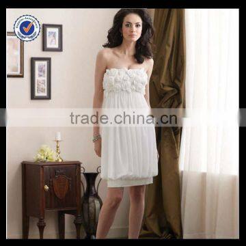 H0051 New Design Wholesale Custom Made Mini Elegant Strapless White Chiffon Dress Girl Homecoming Dress H0051