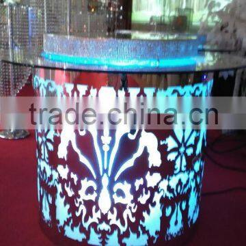 cheap elegant round mirror table wedding with LED light