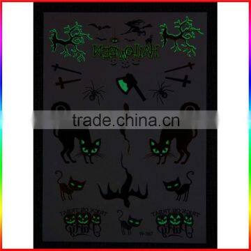 Halloween latest design flash tattoo, luminous tattoo sticker glow in the dark sticker