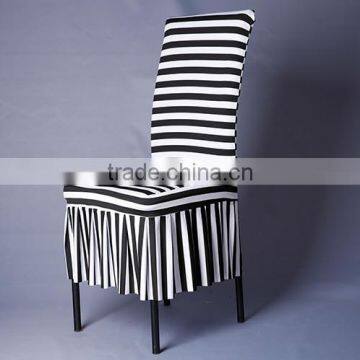 Polyester spandex stripe wedding chair cover with accordion pleated skirts short style