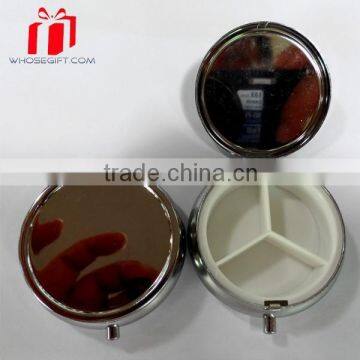 Metal Round Three Pill Box/ Metal Round Pill Box With Three Cases