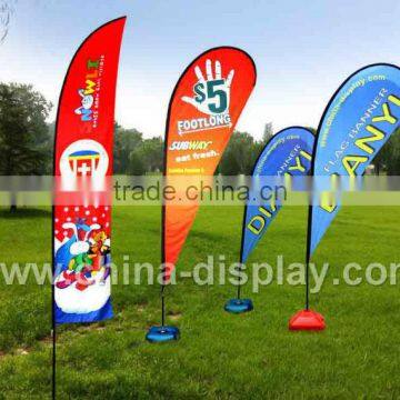 8 feet tall knitted polyester digital printing custom outdoor flag banner stand