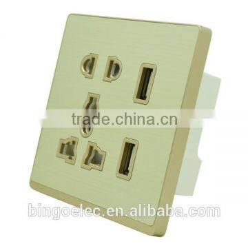 5pin Wall Socket With Double USB Charger Socket,Input 220V photo-2