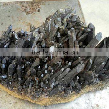 Natural Rock Long Points Black Smoky Crystal Cluster for Sale photo-4