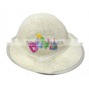 straw sun fedora hat with baby print