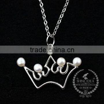 925 sterling silver hollow crown with pearls creative pendant necklace fashion women necklace jewelry 6360459