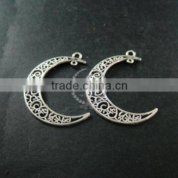 36x32mm Vintage Style Antiqued Silver Plated Moon Connector DIY Pendant Charm Supplies Findings 1820270