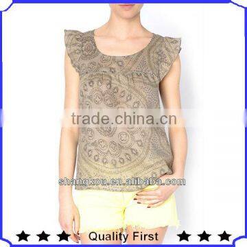 Fashion Design Summer Women Sleeveless Topsand Blouse Chiffon Elegants Blouse and Tops SHK 101