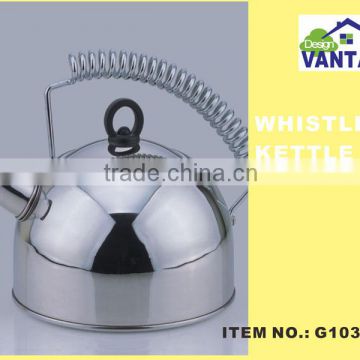 2.5L stainless steel water kettle whistling tea kettle spring shape handle