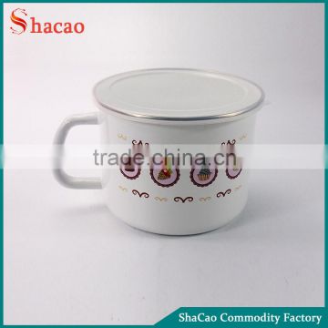 Chocolate Design Custom Enamel Camping Mug With Plastic Lid