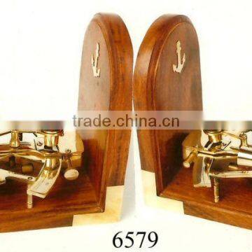 Wooden Brass Nautical Sextant Bookend / Promotional Gifts / Corporate Gifts