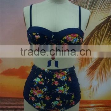 2016 Heart Printing High Waist Bikini